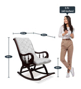 Trance Solid Wood Rocking Chair In Green Suede - Luxe Maple