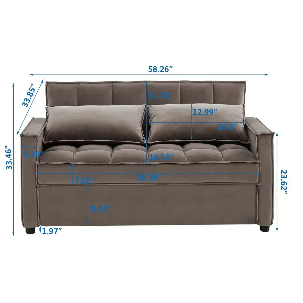 Kelvin Sofa Cum Bed In Suede - Luxe Maple
