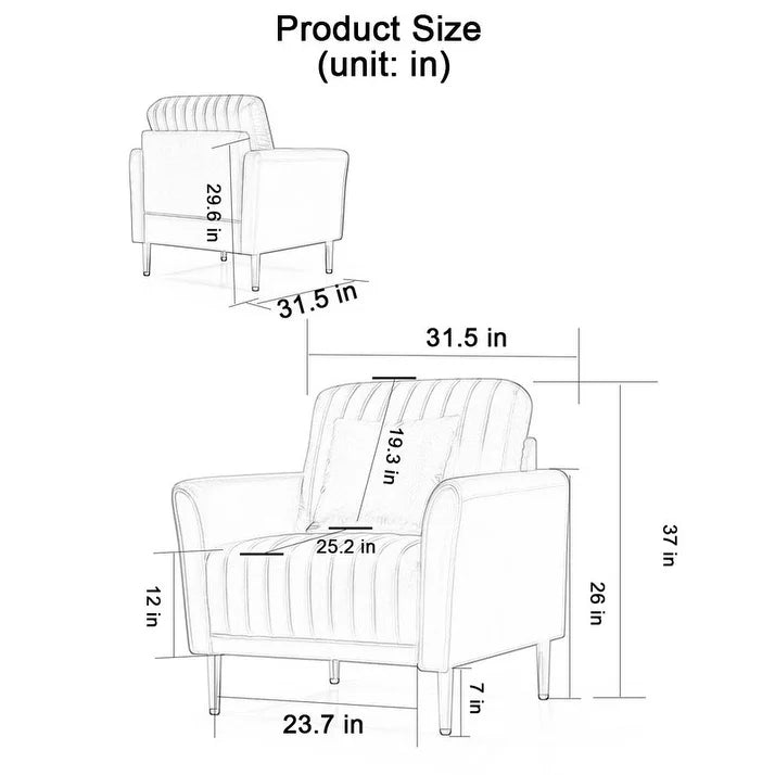Kelvin Arm Upholstered Accent Sofa Chair - Luxe Maple