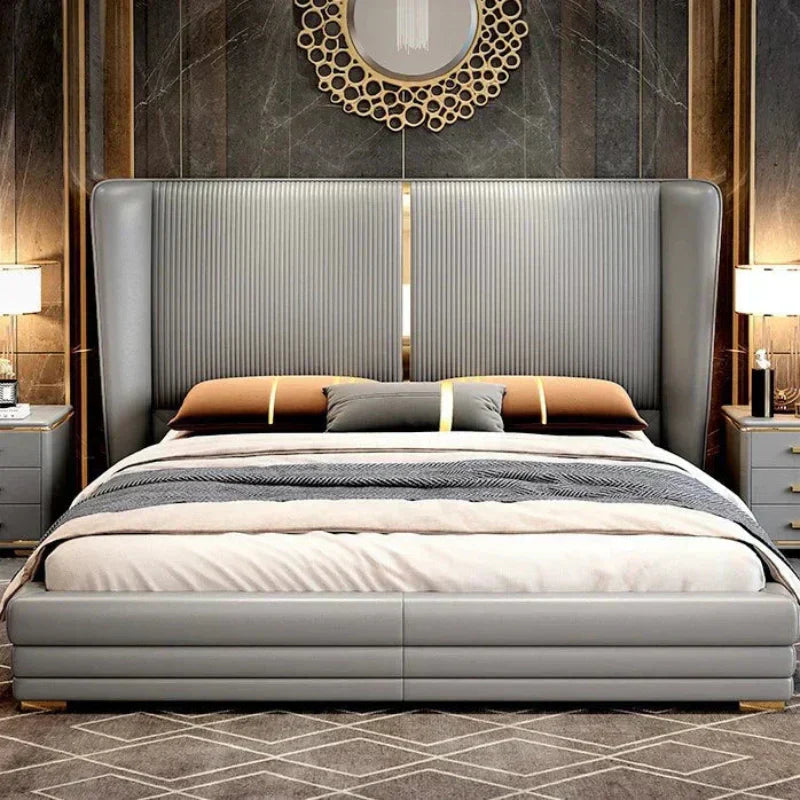 Vitara Luxury Upholstered Bed in Leatherette | Designer Bed - Luxe Maple