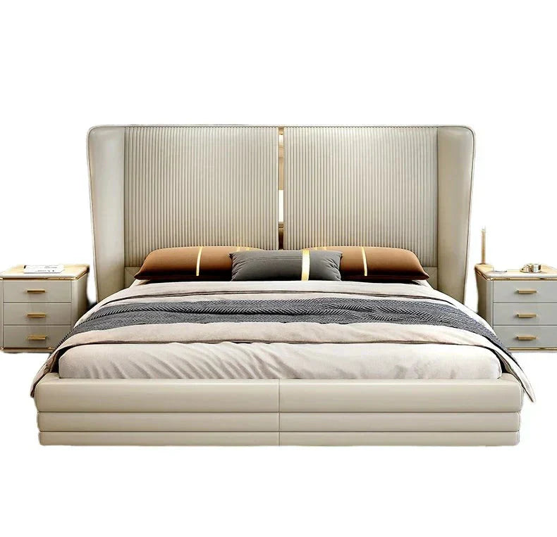 Vitara Luxury Upholstered Bed in Leatherette | Designer Bed - Luxe Maple