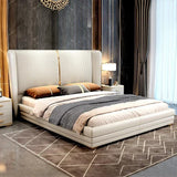 Vitara Luxury Upholstered Bed in Leatherette | Designer Bed - Luxe Maple