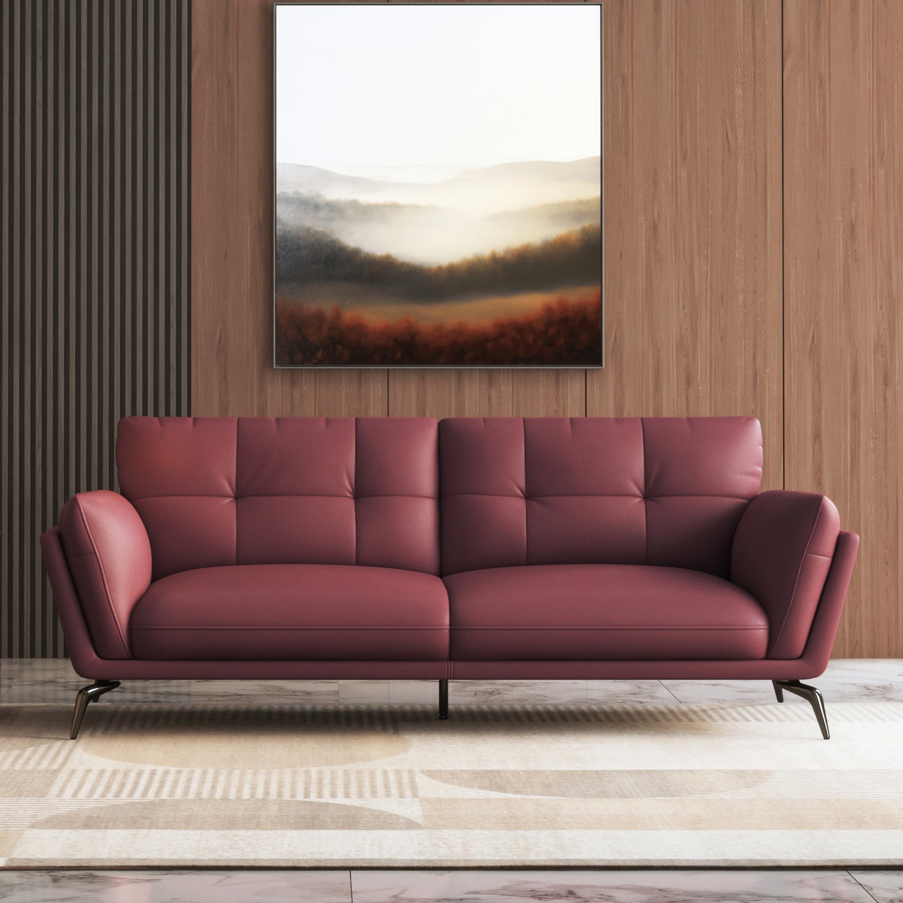 Volly Leatherette Sofa Set - Luxe Maple - Luxe Maple