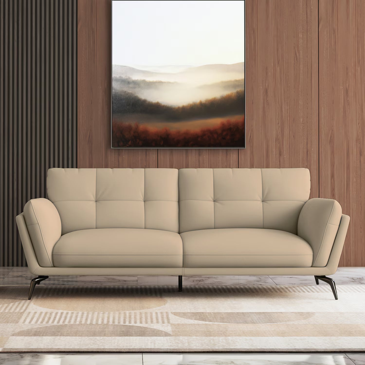 Volly Leatherette Sofa Set - Luxe Maple - Luxe Maple