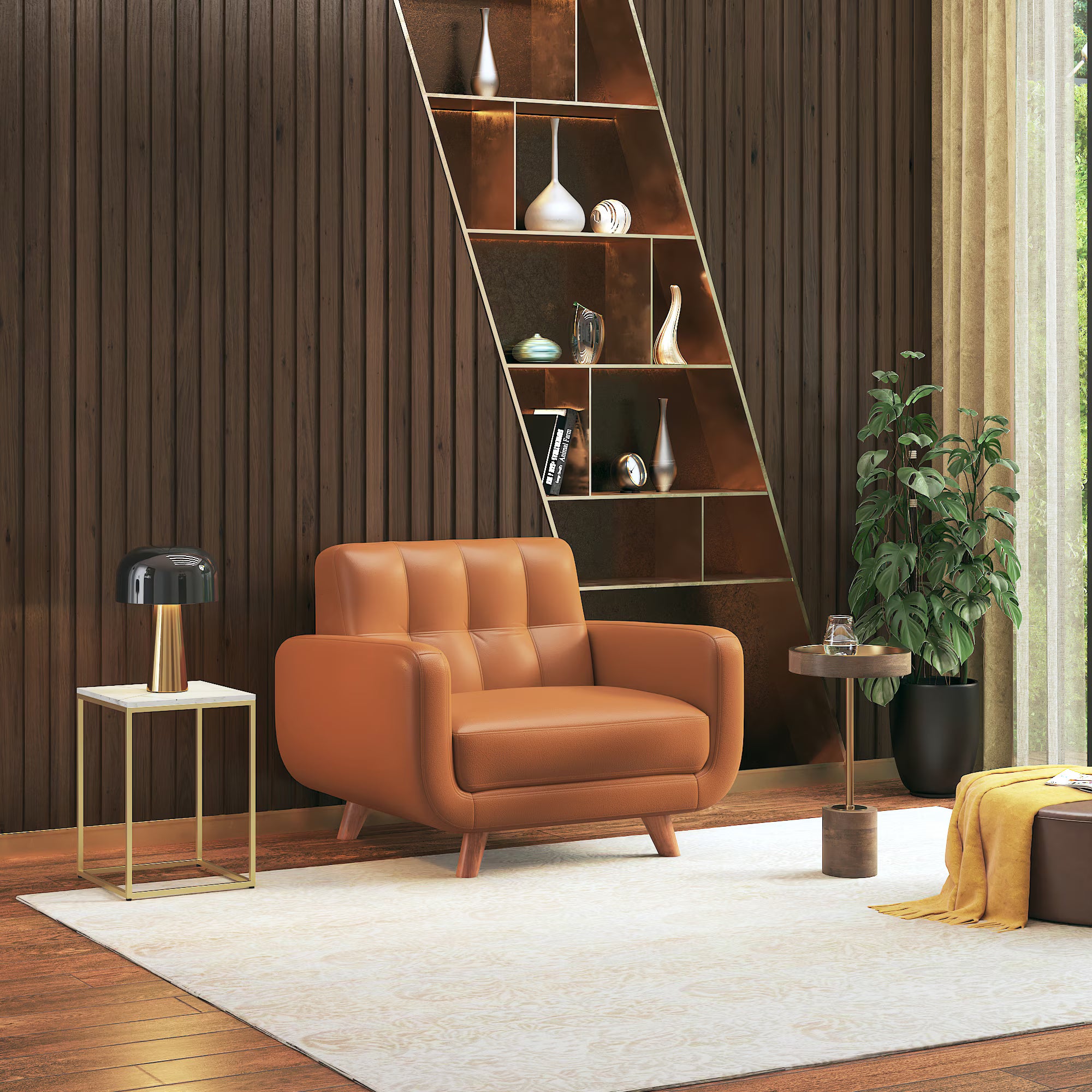Wave Leatherette Sofa Set - Luxe Maple - Luxe Maple