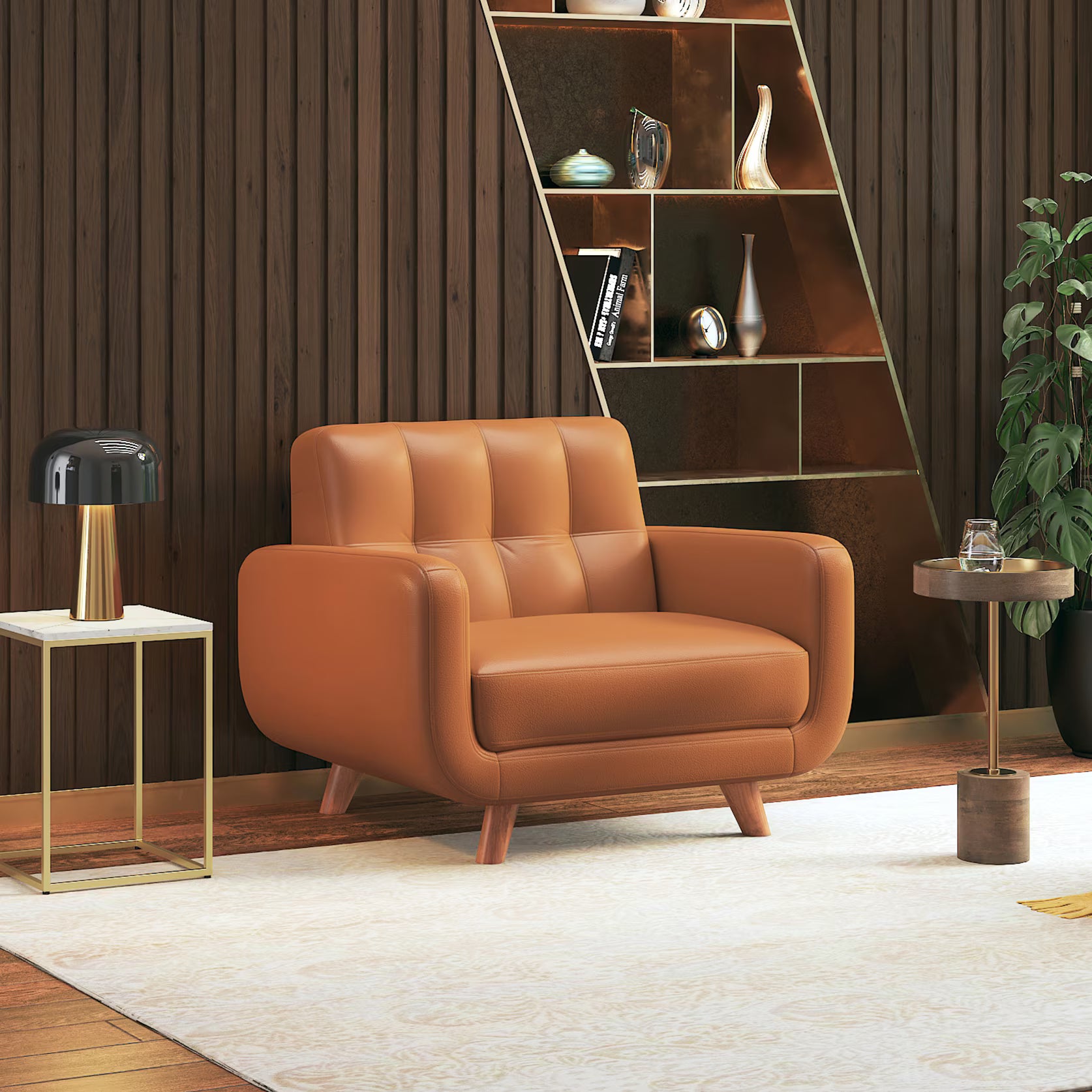 Wave Leatherette Sofa Set - Luxe Maple - Luxe Maple
