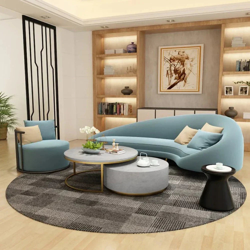 Grande Premium Upholstered Curved Sofa - Luxe Maple