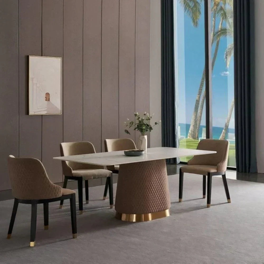 Zig Zag Luxury Dinning Table Set In Stainless Steel 304 - Luxe Maple