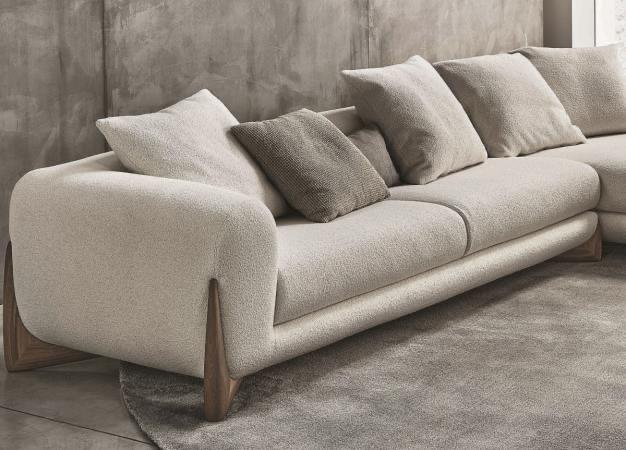 Aahed Premium Sectional Sofa in Brooklyn Fabric - Luxe Maple