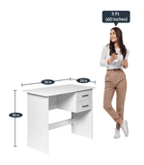 Zolo Study Table in White Color - Luxe Maple