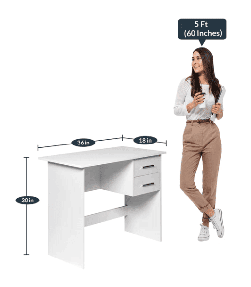 Zolo Study Table in White Color - Luxe Maple
