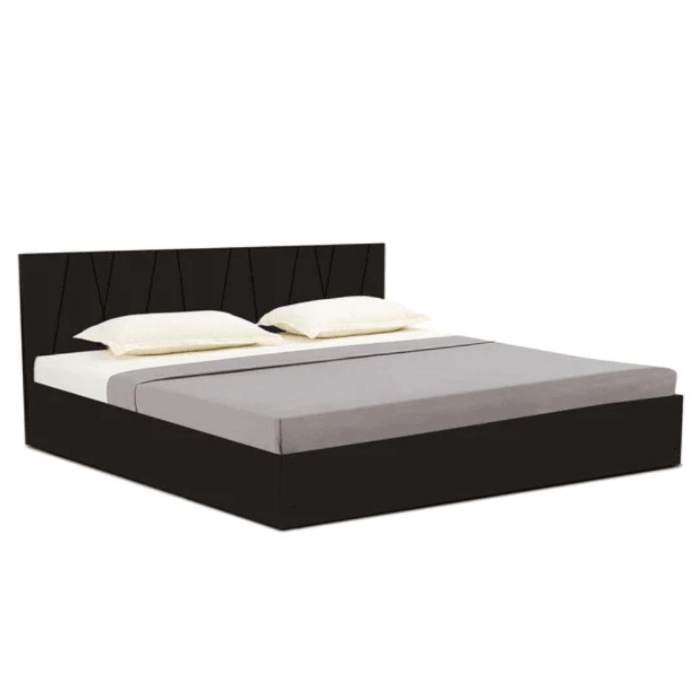 Axis Wooden Bed with Storage in Brown Matte Finish - Luxe Maple