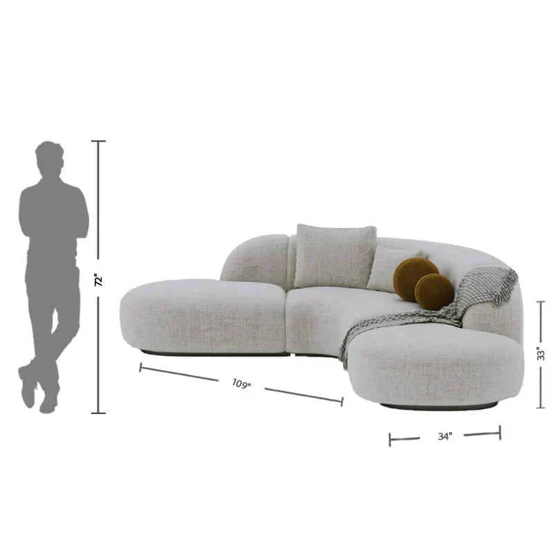Buccky Luxury Sectional Sofa in Brooklyn Fabric - Luxe Maple