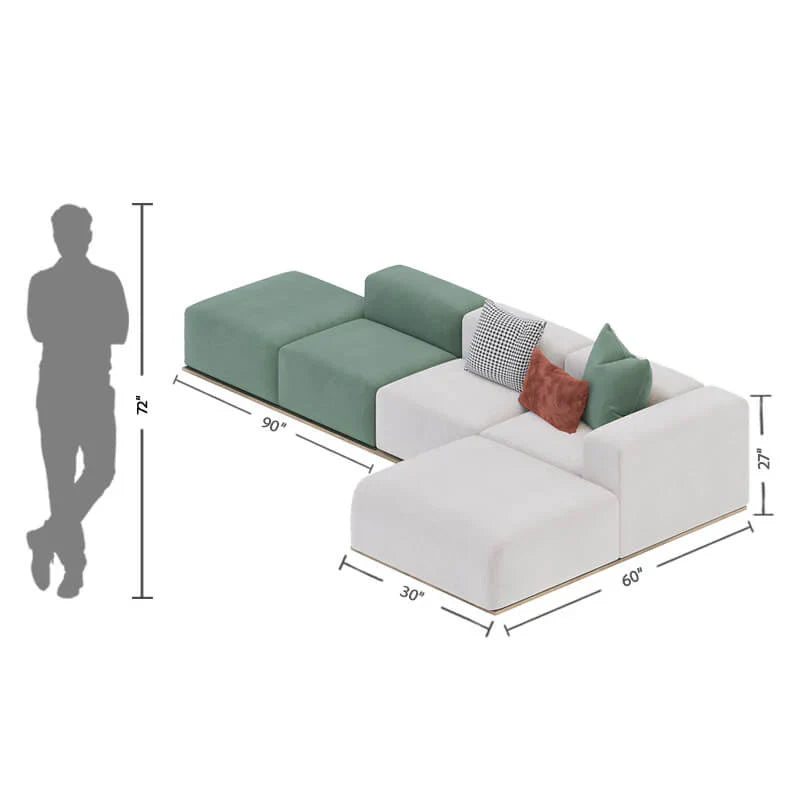 Monaco Luxury Sectional Sofa in Suede - Luxe Maple