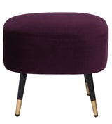 Mariana Velvet Finish Barrel Chair with Foot Stool in Wine Colour - Luxe Maple
