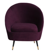 Mariana Velvet Finish Barrel Chair with Foot Stool in Wine Colour - Luxe Maple