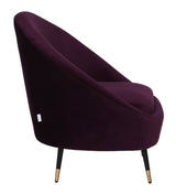Mariana Velvet Finish Barrel Chair with Foot Stool in Wine Colour - Luxe Maple