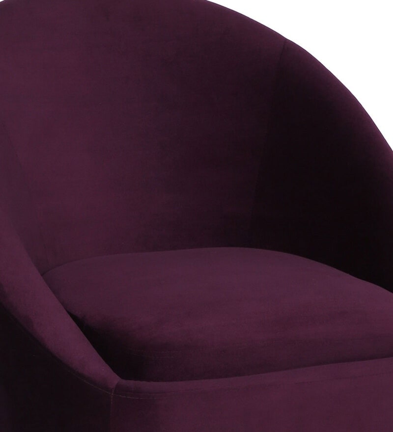 Mariana Velvet Finish Barrel Chair with Foot Stool in Wine Colour - Luxe Maple
