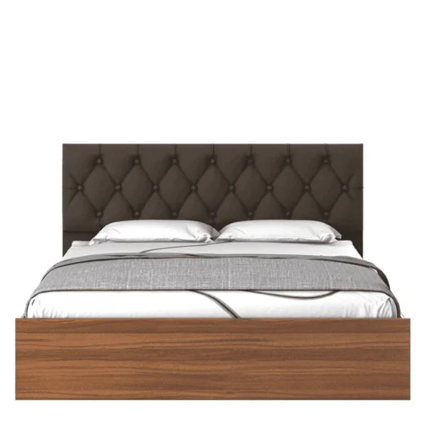 Quilt Plus Luxury Upholstered Bed in Brown Finish - Luxe Maple