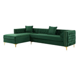 Orzo Luxury Chesterfield Sectional Sofa in Suede - Luxe Maple