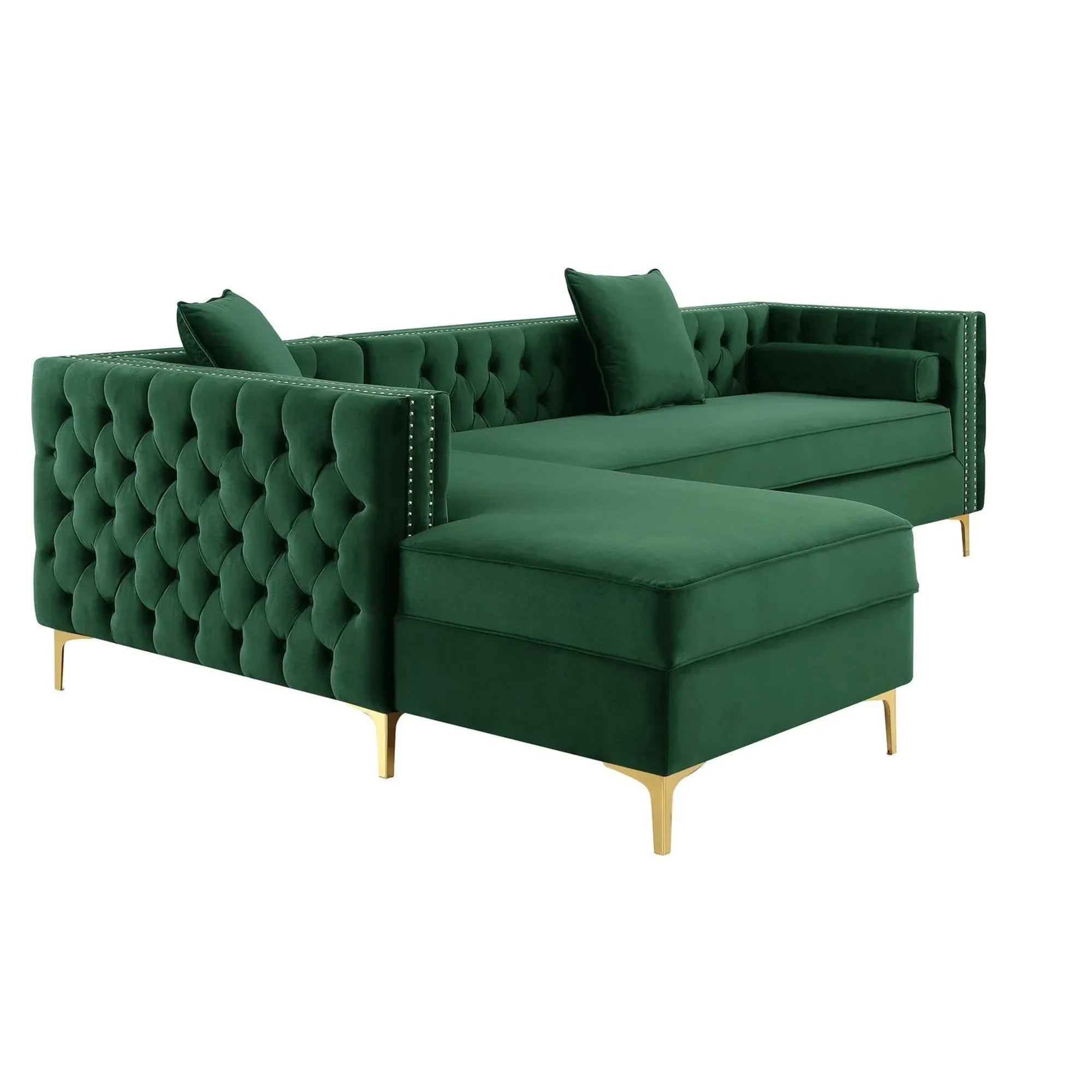 Orzo Luxury Chesterfield Sectional Sofa in Suede - Luxe Maple