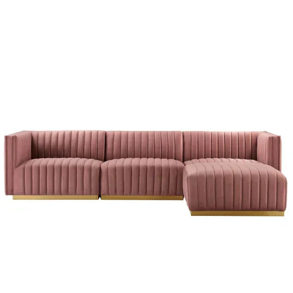 Unline Luxury Sectional Sofa in Suede - Luxe Maple