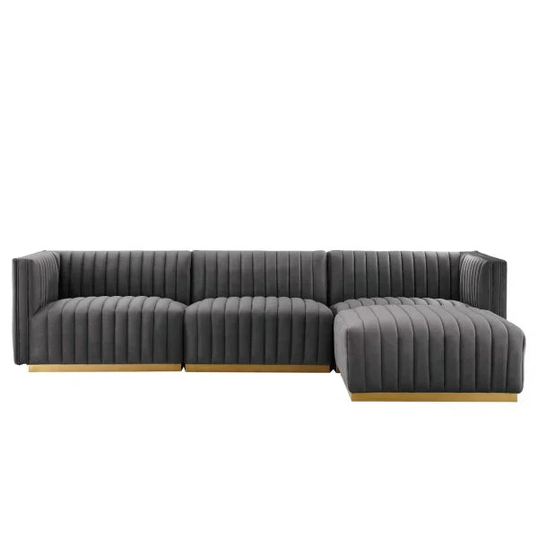 Unline Luxury Sectional Sofa in Suede - Luxe Maple