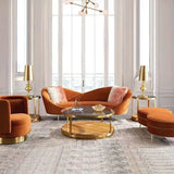 Hana Luxury Modern Velvet Upholstered Curved Sofa - Luxe Maple