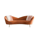 Hana Luxury Modern Velvet Upholstered Curved Sofa - Luxe Maple