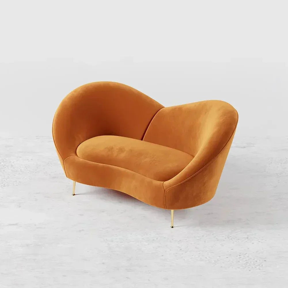 Hana Luxury Modern Velvet Upholstered Curved Sofa - Luxe Maple