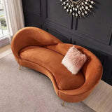 Hana Luxury Modern Velvet Upholstered Curved Sofa - Luxe Maple