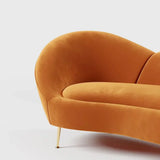 Hana Luxury Modern Velvet Upholstered Curved Sofa - Luxe Maple