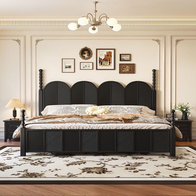 Hercules Solid Wood Antique Poster Bed in Black | Premium Bed - Luxe Maple
