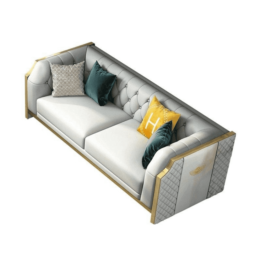 Bentley Luxury Chesterfield Sofa Set In Off White - Luxe Maple