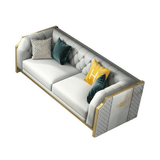 Bentley Luxury Chesterfield Sofa Set In Off White - Luxe Maple