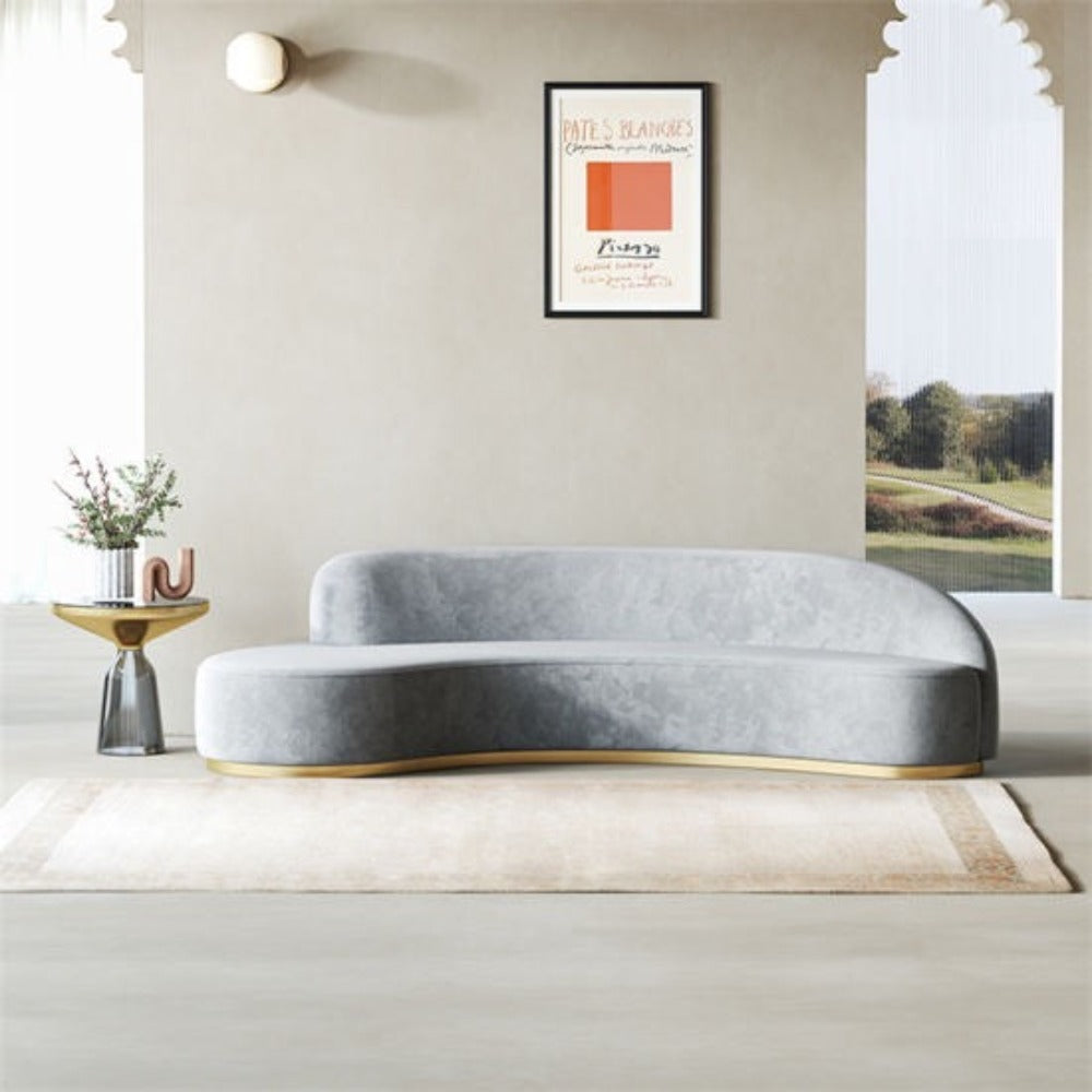 Pacific Luxury Modern Velvet Upholstered Curved Sofa - Luxe Maple