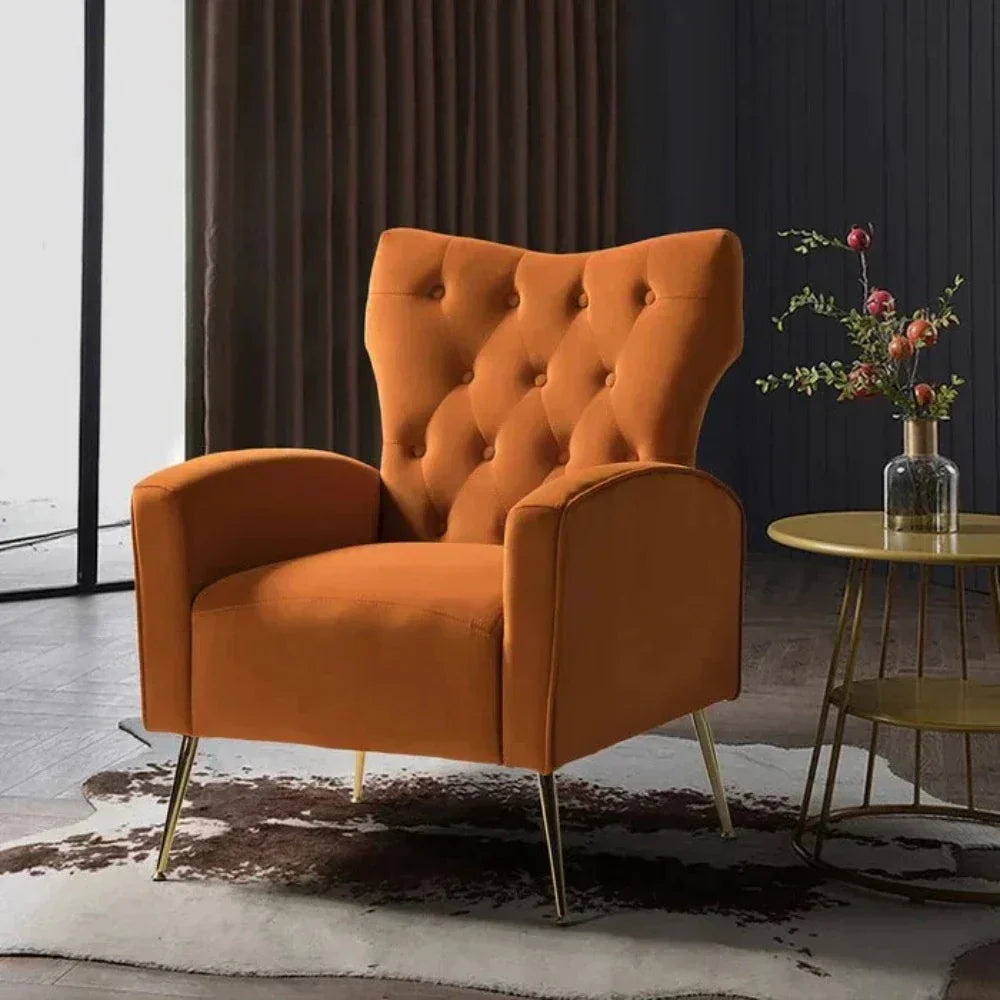 Jacky Chesterfield Chair in Suede - Luxe Maple