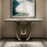 Oval Golden Console Table - Stainless Steel - Luxe Maple