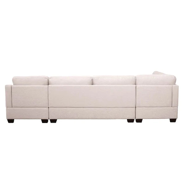 Jeffo Modern Suede Sectional U Shape Sofa - Luxe Maple