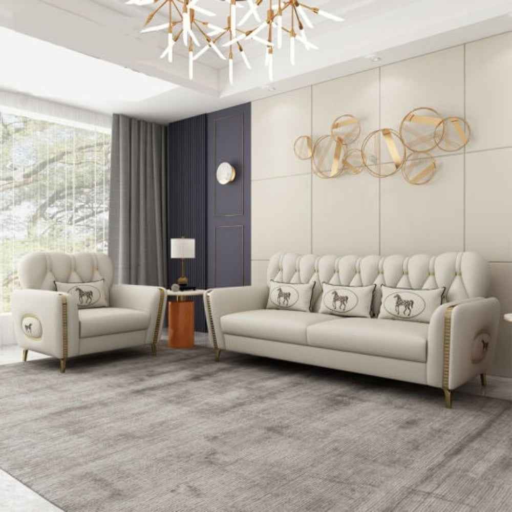 Asian Premium Straight Line Chesterfield Sofa Set in Leatherette