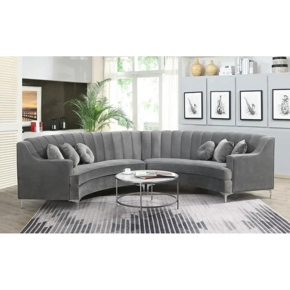 Mexican Round Modern Suede Sectional Sofa - Luxe Maple