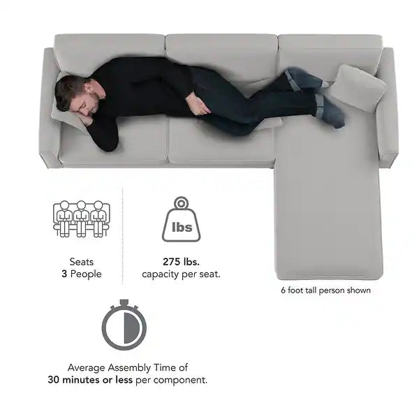 Celio Modern Suede Sectional Sofa - Luxe Maple