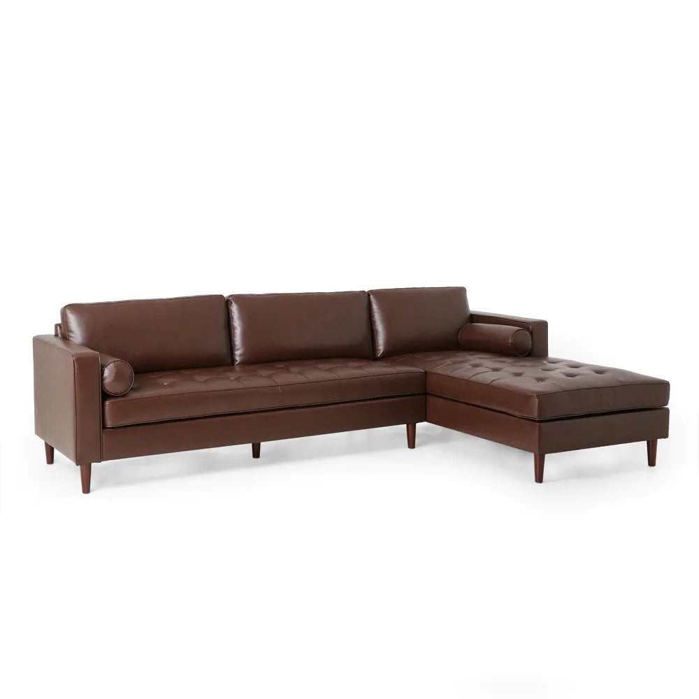 Depy Sectional Sofa Set in PU Leatherette - Luxe Maple