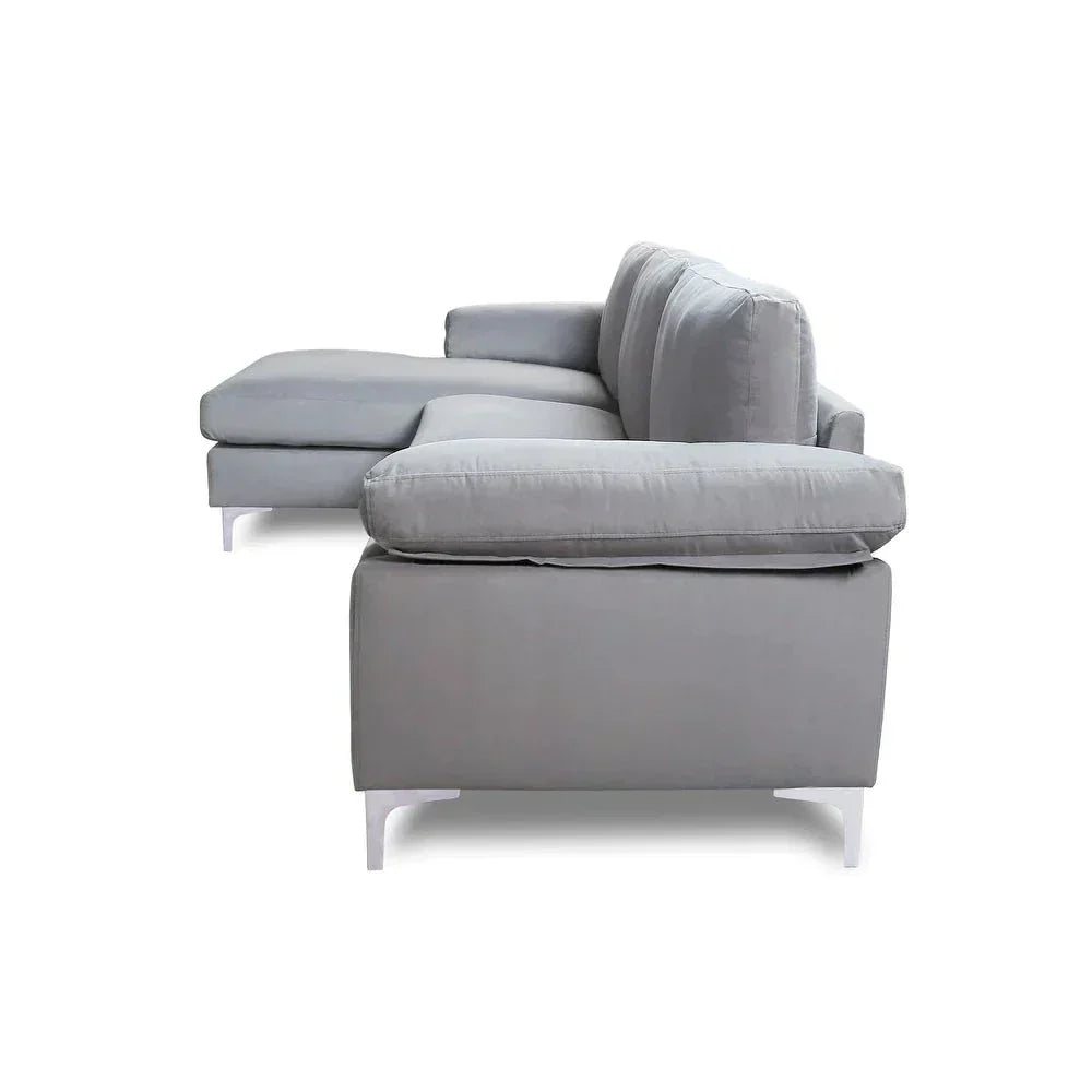 Inox Modern Suede Sectional Sofa - Luxe Maple