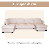 Jeffo Modern Suede Sectional U Shape Sofa - Luxe Maple