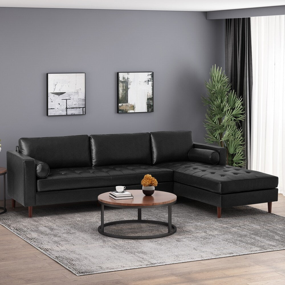Depy Sectional Sofa Set in PU Leatherette - Luxe Maple