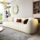 Western Luxury Modern Suede Sofa Set in Off White