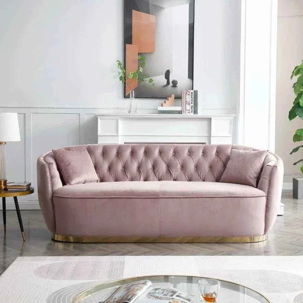 Rolex Chesterfield Suede Tufted Sofa Set