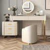 Pacific Dressing Table With Ottoman In Stainless Steel - Gold - Luxe Maple