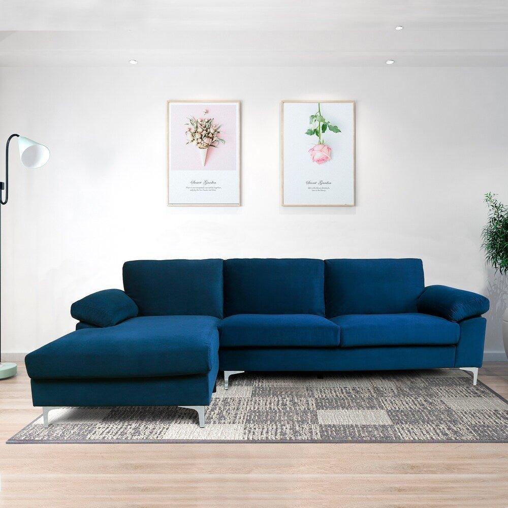 Inox Modern Suede Sectional Sofa - Luxe Maple